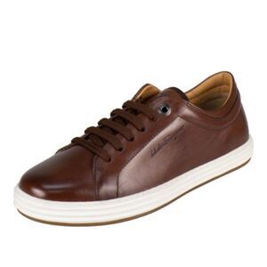 Salvatore Ferragamo Brown Newport Casual Sneakers Leather Lace Up Sneakers 8